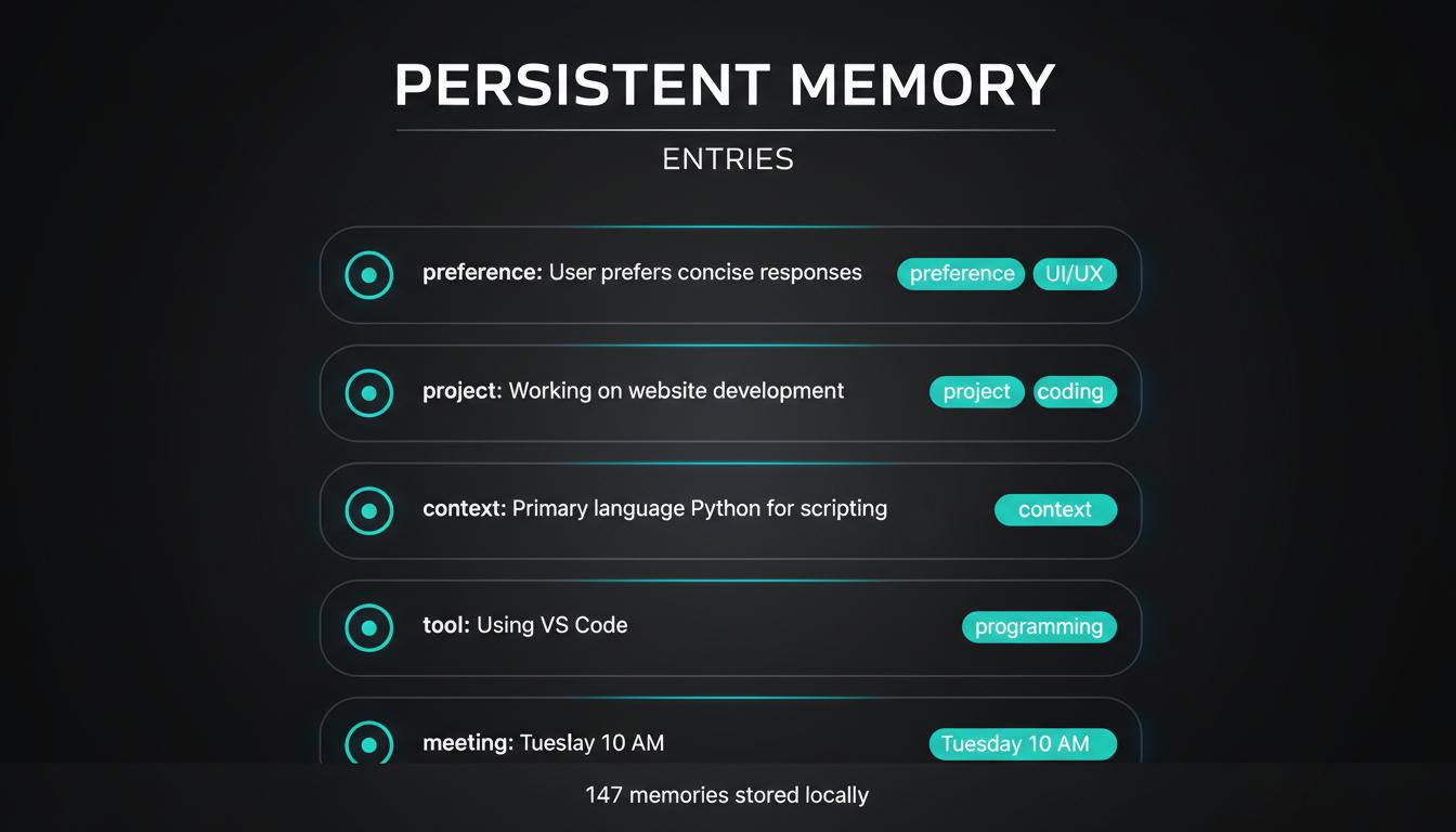 Mem0 memory dashboard — persistent local AI memory